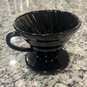 black ceramic coffee pourover