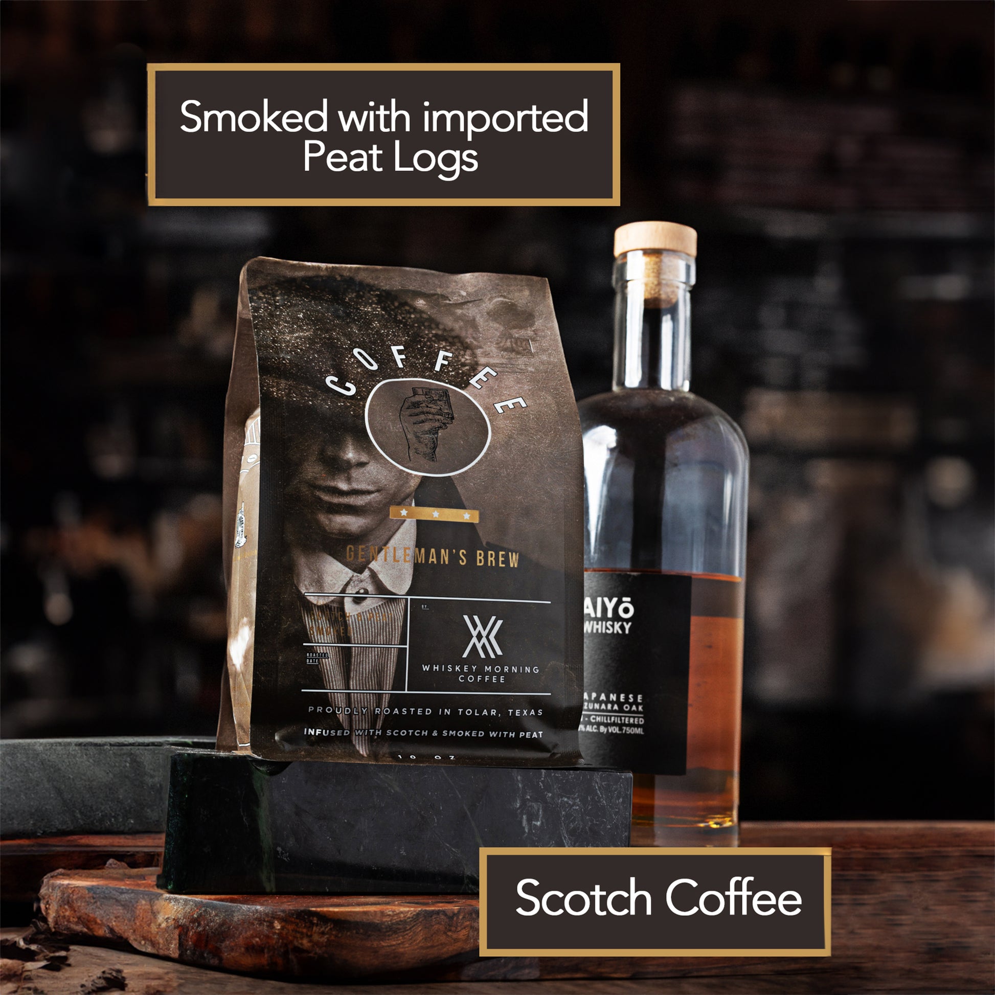 coffee smoked with peat logs