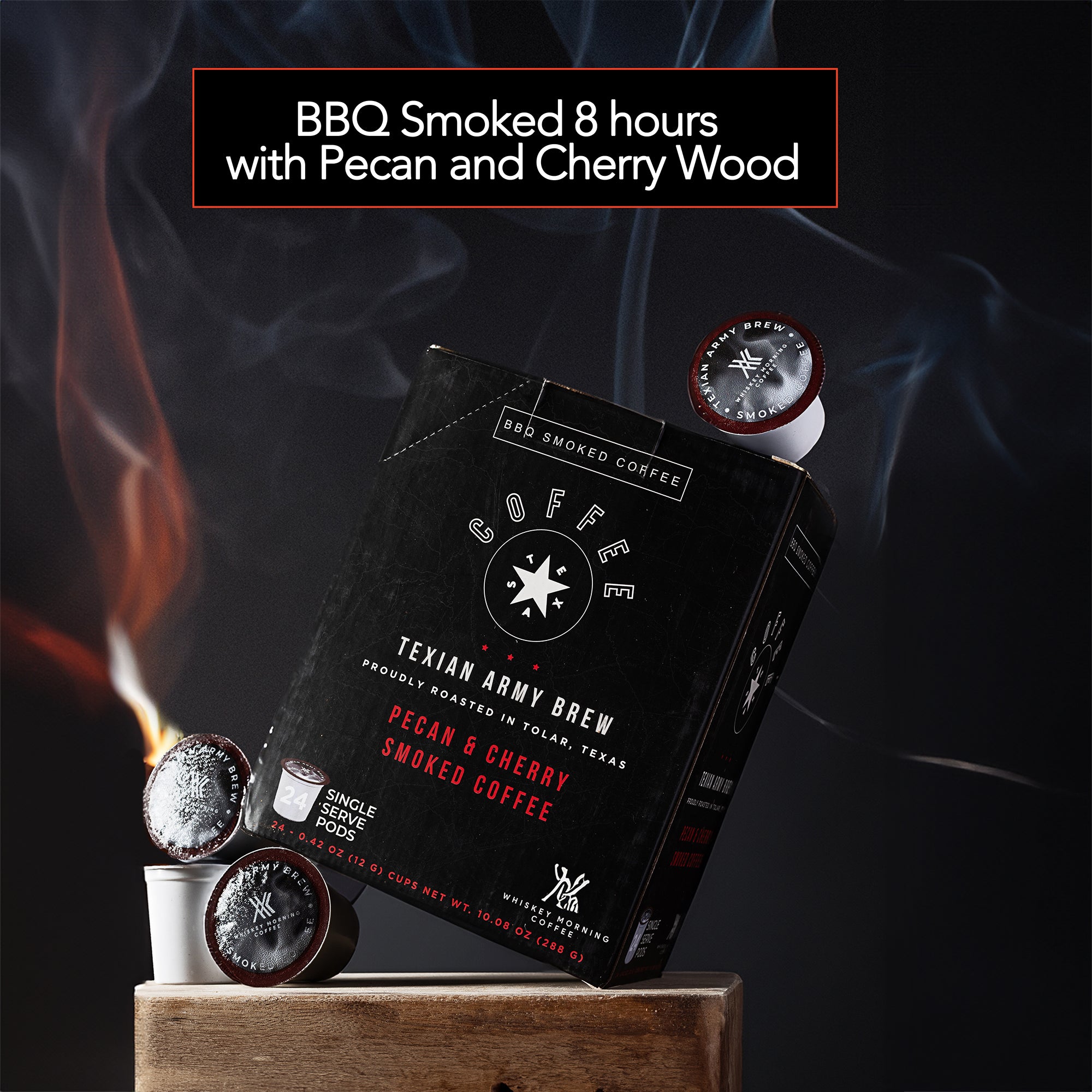 Pecan & Cherry Smoked Coffee: Single Serve Pods 100ct Pecan & Cherry Smoked Coffee: Single Serve Pods 100ct